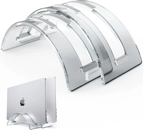Soporte Vertical para Laptop de Escritorio, Soporte para MacBook de Doble Ranura de Acrílico Invisible para Escritorio, Base para Notebook, Soporte