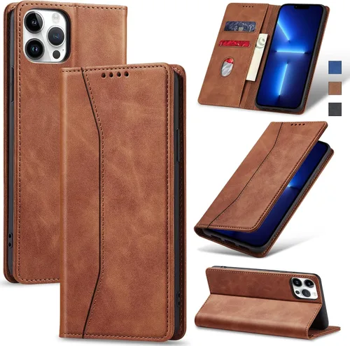 Jasonyu Funda tipo cartera con tapa para iPhone 13 Pro, funda magnética de cuero con tarjetero, función atril, funda protectora duradera de TPU a
