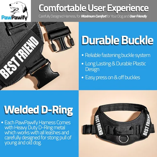 Miniatura 4 de Arnés personalizado sin tirones para perro con 2 parches personalizados para nombre y teléfono, chaleco reflectante transpirable para mascotas