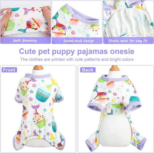 Miniatura 6 de Pijamas para Perros Pjs Ropa Suave y Elástica para Perros para Perros Pequeños Niña Niño Perros de Tamaño Mediano Primavera Verano Ropa para Pastel