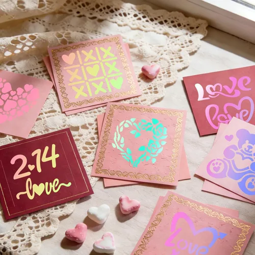 Miniatura 6 de 72 plantillas para el día de San Valentín de 3 x 3 pulgadas para pintar, diseño de corazón rojo, beso, rosa roja, flecha de Cupido, plantillas