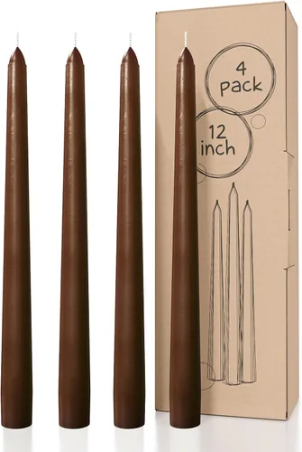 Miniatura 74 de CANDWAX Paquete de 4 velas cónicas blancas, sin goteo, de combustión lenta, sin perfume, de 12 pulgadas, ideales para mesa de comedor, candelabros