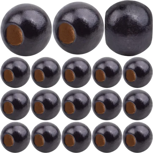 Miniatura 10 de Aylifu 300 cuentas espaciadoras de madera redondas naturales europeas con agujero grande para el cabello, cuentas trenzadas para peinado