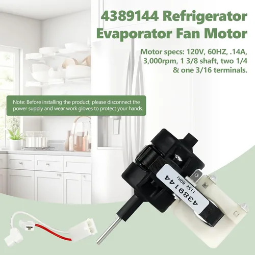 Miniatura 4 de 4389144 Pieza de repuesto del motor del ventilador del evaporador del refrigerador apto para Whirlpool 2149299 2162404 2188303 4389144VP W10131845
