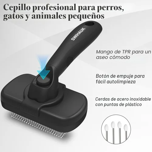 Miniatura 2 de Swihauk Cepillo Deslizante de Autolimpieza para Perros y Gatos - Cepillo de Desenredado y Aseo Amigable con la Piel para Mascotas con Pelo, Negro