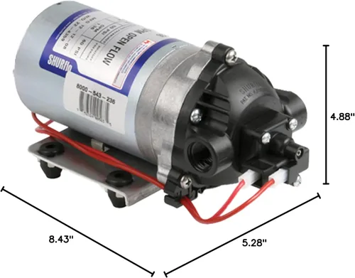 Miniatura 7 de Pentair SHURFLO 8000-543-236 Bomba de diafragma de demanda automática, 1.8 GPM con válvulas de Viton, diafragma de Santopreno, interruptor