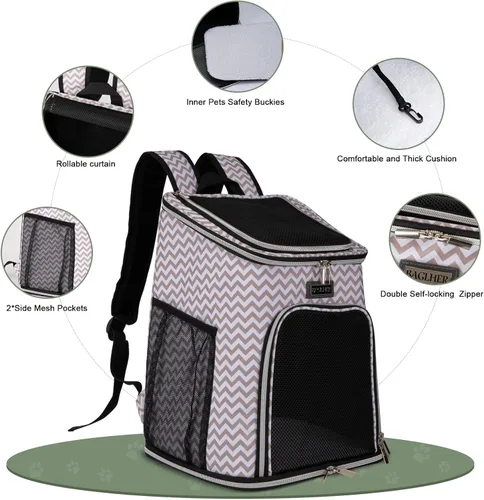 Miniatura 3 de BAGLHER Mochila transportadora para gatos, transportadora de malla para perros medianos y pequeños, gatos, cachorros, gatitos, conejitos de hasta 18