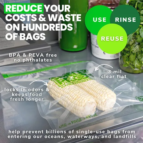 Miniatura 5 de Smelly Proof Bolsas de almacenamiento de comida de cuarto de galón, hechas en EE. UU., bolsas reutilizables para almacenamiento de alimentos, bolsas