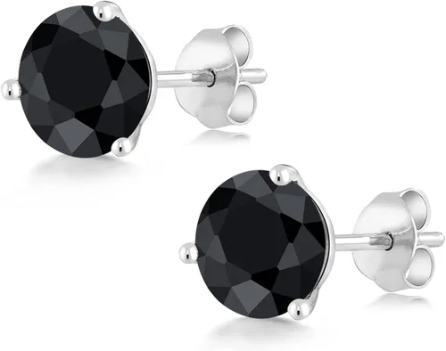 Miniatura 185 de Gem Stone King Aretes de oro de 14 quilates, 0.236 in, piedra natal redonda, Martini, 3 puntas, aretes de oro para mujer