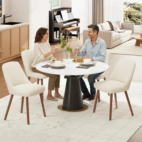 Miniatura 3 de MALOL Juego de 2 sillas tapizadas para comedor, sillas modernas de tela para cocina con respaldo, patas de madera para cocina, comedor, restaurante