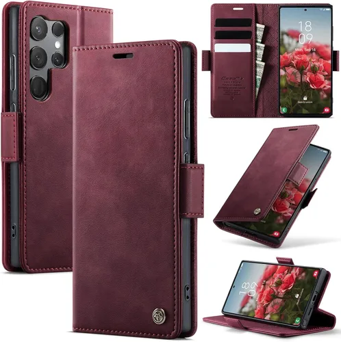 Miniatura 13 de Funda tipo cartera para iPhone 13 de piel tipo cartera con tarjetero y función atril, cierre magnético, bloqueo RFID, TPU a prueba de golpes