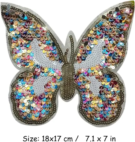 Miniatura 2 de Parche de mariposa de lentejuelas para coser, parches de lentejuelas bordados, parches de lentejuelas para ropa, camisetas, jeans, chaqueta, bolso