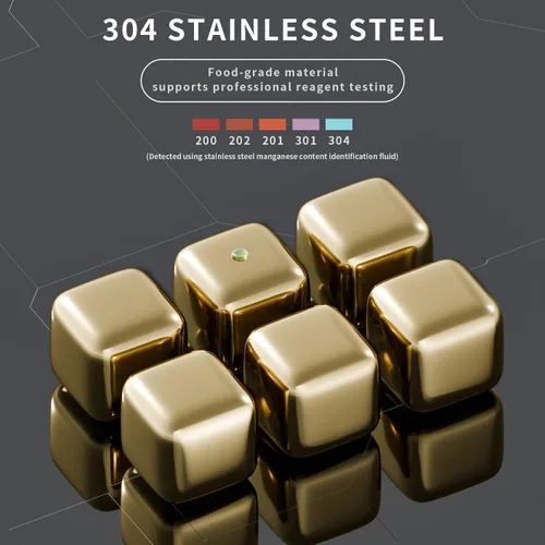 Miniatura 5 de ShanSon Enfriadores de vino, cubos de hielo de metal, 6 unidades, piedras de whisky de acero inoxidable, reutilizables, piedras de whisky