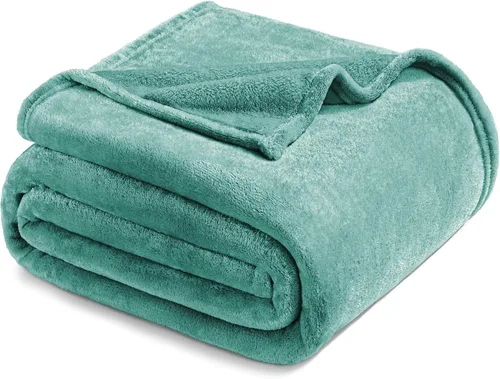 Miniatura 51 de Exclusivo Mezcla Manta de vellón para sofá, cama, súper suave y cálida, para uso en todas las estaciones, acogedora, afelpada, ligera, azul hielo