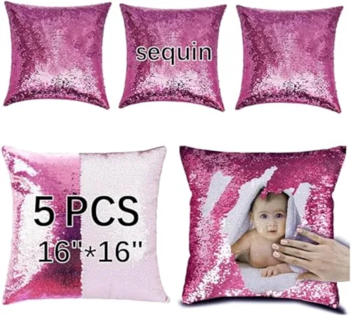 Miniatura 7 de ORJ Funda de almohada de lentejuelas de sublimación de 16 x 16 pulgadas, reversible, de sirena, decorativa, personalizada, para niños (verde)