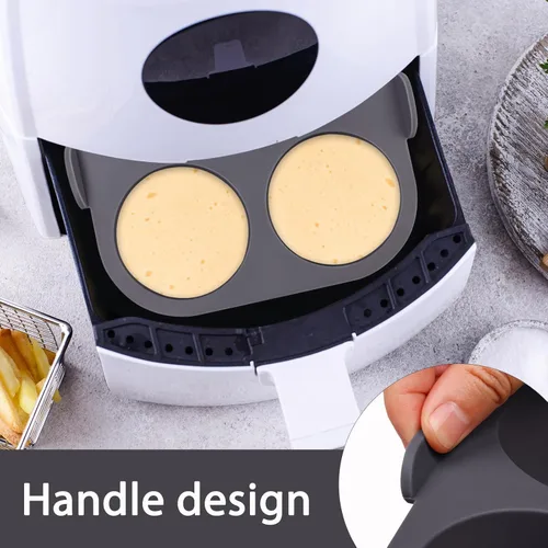 Miniatura 4 de Bandeja de silicona para magdalenas para freidora de aire, 1 unidad, 4 tazas antiadherentes para magdalenas con asa de transporte, moldes