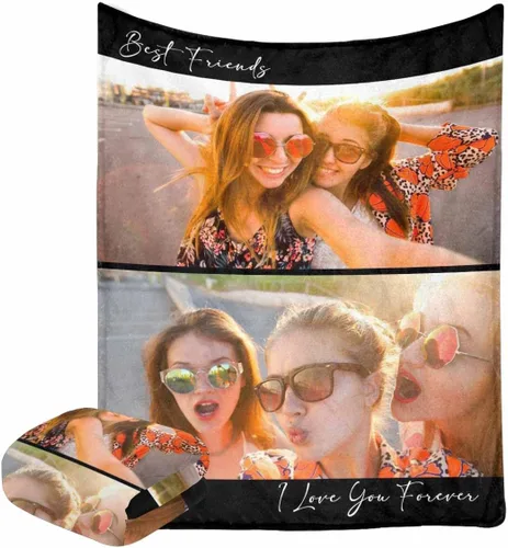 Miniatura 24 de Manta personalizada con fotos, manta personalizada con retrato familiar para padres, niños, perros y familia, manta personalizada para un día
