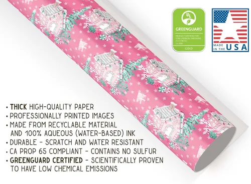 Miniatura 4 de Hermoso papel de regalo para casa de bastones de caramelo, rosa oscuro, rosa, grueso, papel de regalo de Navidad, turquesa, decoración navideña
