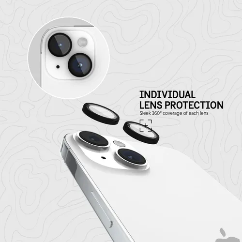 Miniatura 5 de Pelican - Protector de lente de cámara con anillos de aluminio para iPhone 15 / iPhone 15 Plus - Vidrio templado 9H - Resistente a los arañazos