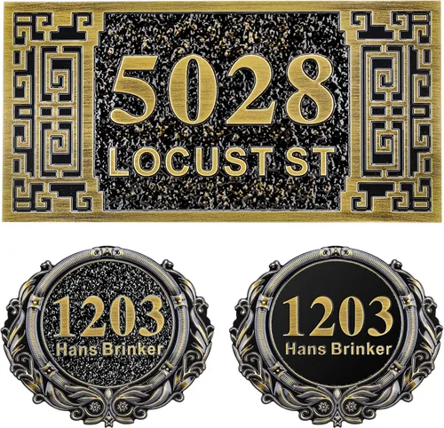Miniatura 40 de Letrero de dirección personalizado, placa de dirección de número de casa, placa de dirección personalizada, metal o latón antiguo acrílico