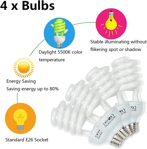 Miniatura 4 de Kit de iluminación continua de sombrillas de 800 W 5500 K con sistema de soporte de fondo para producto de estudio fotográfico, fotografía