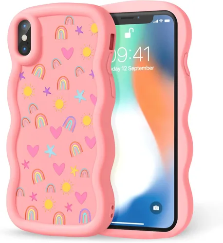 Miniatura 76 de Compatible con iPhone SE/8/7 Funda para Mujeres y Niñas, Marco Ondulado Rizado con Patrón Lindo, Estética Delgada Suave Silicona TPU Parachoques