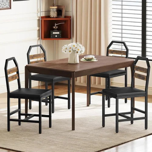Miniatura 2 de YATINEY CY02L4BR - Sillas de comedor, sillas de cocina con soporte trasero, asiento tapizado y patas de metal, para cocina, sala de estar, marrón