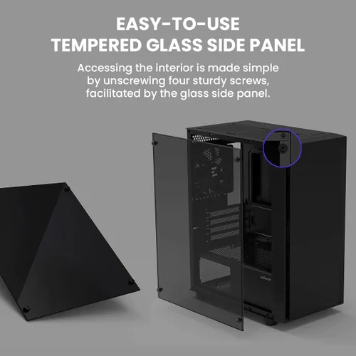 Miniatura 8 de Zalman Funda para PC T3 Micro-ATX MATX, incluye 2 ventiladores no RGB de 4.724 in, panel lateral de vidrio templado completo, USB 3.0, compatible