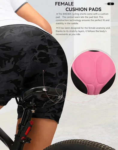 Miniatura 3 de Pantalones cortos de ciclismo acolchados 4D para mujer, 57 pulgadas, ropa interior de ciclismo, ciclismo de carretera, pantalones cortos para mujer