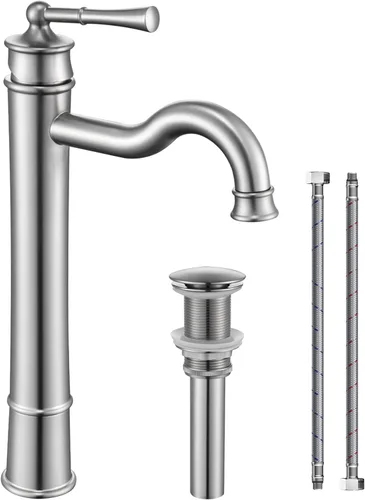Miniatura 7 de Grifo para lavabo de baño romano ORB de un solo orificio para montaje en cubierta, conjunto de drenaje emergente con placa de cubierta