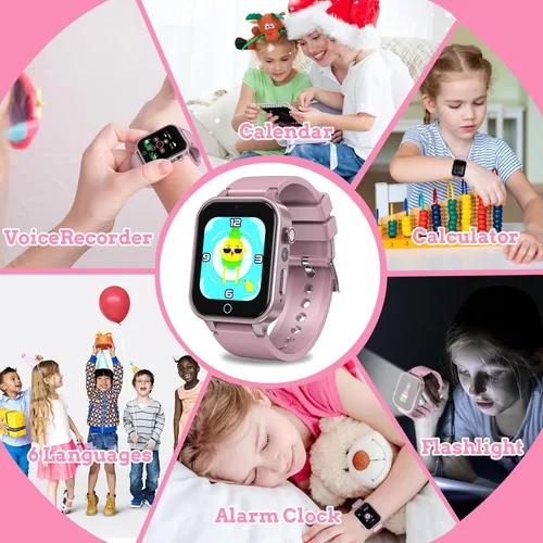Miniatura 7 de Reloj inteligente para niños de 4 a 12 años, 26 juegos de rompecabezas, cámara HD, reproductor de música de video, podómetro, linterna, cronómetro