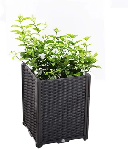 Miniatura 25 de Hershii Kits de cama elevada de jardín, contenedores rectangulares de plástico para plantas profundas, para interiores y exteriores, verduras, Blanco