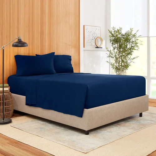 Miniatura 4 de Juego de ropa de cama de 800 hilos de 4 piezas, 100% algodón egipcio, color negro, sábana bajera ajustable de algodón de fibra larga, se adapta a
