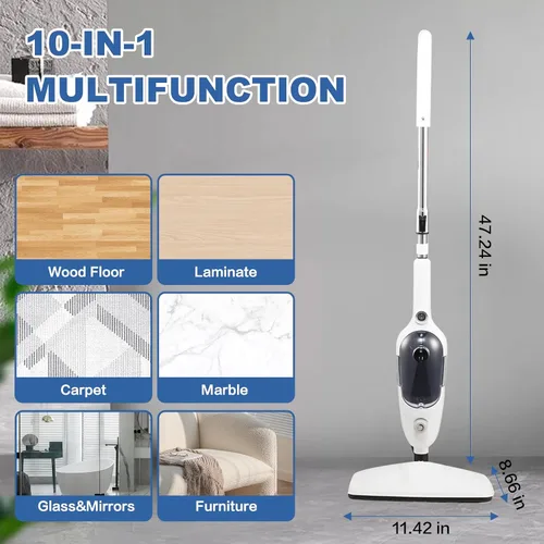 Miniatura 3 de Limpiadora de Trapeador de Vapor 10 en 1 con Práctica Unidad Portátil Desmontable, Laminado/Madera Dura/Azulejos/Alfombra Cocina - Prendas - Ropa