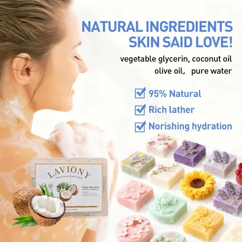 Miniatura 3 de Base de jabón de glicerina transparente - Base de jabón para derretir y verter hidratante para manualidades, precortada, 100% natural y suave