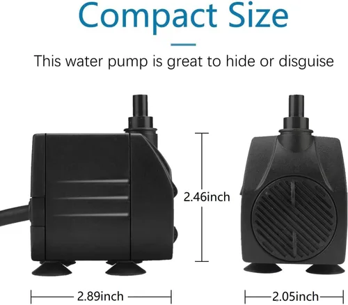 Miniatura 8 de BARST Bomba de fuente de 200 GPH, pequeña bomba sumergible (800 L/H, 12 W), ultra silenciosa con cable de alimentación de 6 pies y 3 boquillas