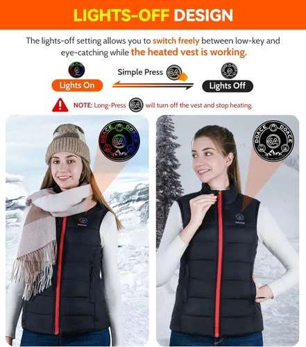 Miniatura 4 de DOACE Chaleco térmico mejorado para hombres y mujeres, chaleco de calefacción eléctrica inteligente, chaqueta térmica ligera (batería no incluida)