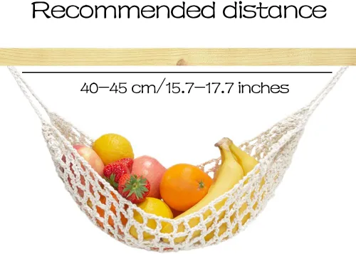 Miniatura 6 de Hamaca de frutas para cocina, debajo del gabinete, cesta de frutas colgante de algodón tejido a mano, cesta de macramé, decoración bohemia