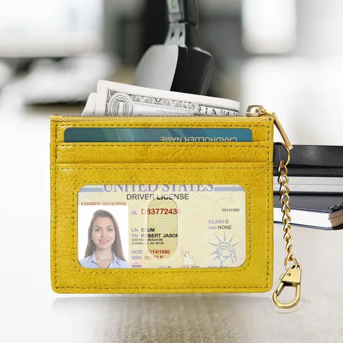 Miniatura 11 de SEAVILIA Tarjetero llavero cartera para mujer con ventana de identificación RFID monedero regalo abeja delgada minimalista pequeña cartera