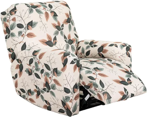 Miniatura 58 de CRFATOP Funda para sillón reclinable con estampado floral con bolsillos, funda única para sillón reclinable, 4 piezas, funda para sillón reclinable