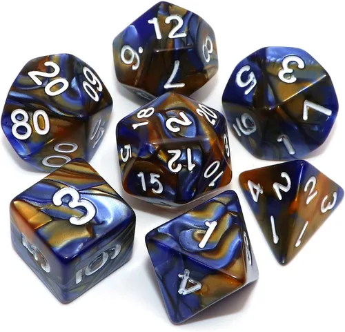 Miniatura 25 de Juego de dados DND de brillo azul y rojo para juegos de rol de Calabozos y Dragones, Warhammer, D&D, juegos de mesa, dados poliédricos Rojo mezclado