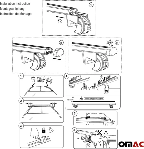 Miniatura 6 de OMAC USA - Barras portaequipajes con cerradura para portaequipajes de aluminio, 2 piezas para Jeep Grand Cherokee 1992-2001