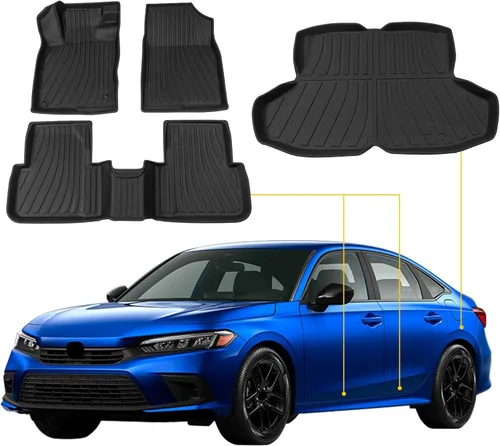 Alfombrillas para Piso Compatibles con Honda Civic Sedán 2022-2025 2026 (No para Hatchback) Alfombrilla para Maletero, Alfombrilla de Carga, Forro