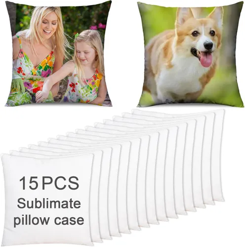 Miniatura 8 de OKBA 10 fundas de almohada de sublimación en blanco de 16 x 16 pulgadas, fundas de cojín blancas de satén brillante, fundas de almohada