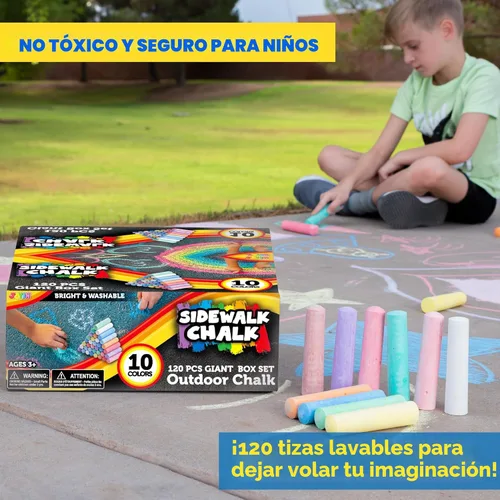 Miniatura 4 de JOYIN 120 tizas para acera para niños, caja gigante, no tóxica, jumbo, color jumbo, lavable, tiza para acera para niños pequeños en 10