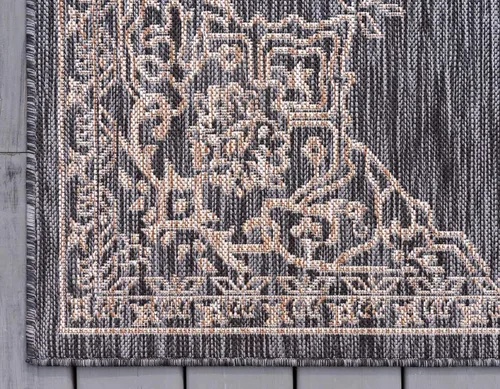 Miniatura 7 de Unique Loom Outdoor Traditional Collection Alfombra de Área - Antique (Corredor de 2' x 6' 1", Gris Carbón/Natural)