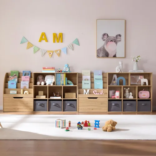 Miniatura 8 de Estantería Infantil y Almacenamiento de Juguetes Fatmok, Organizadores de Almacenamiento de Juguetes con Cajones Móviles y 3 Contenedores