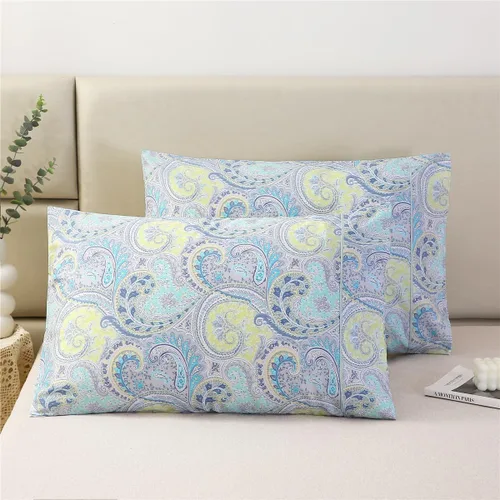 Miniatura 14 de URBONUR Juego de 2 fundas de almohada 100% algodón tamaño Queen con estampado de hojas de jardín y pájaros, fundas de almohada suaves y Hojas verdes