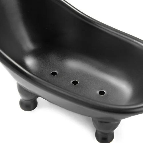 Miniatura 6 de 1 pieza de 5.6 pulgadas de cerámica negra mini jabonera pequeña maceta organizador de maquillaje contenedor Hamster bañera (negro)