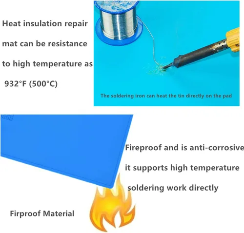 Miniatura 4 de S130 - Tapete de trabajo de reparación de silicona con aislamiento térmico antiestático para soldadura y reparación de computadoras, tamaño 13.8 x